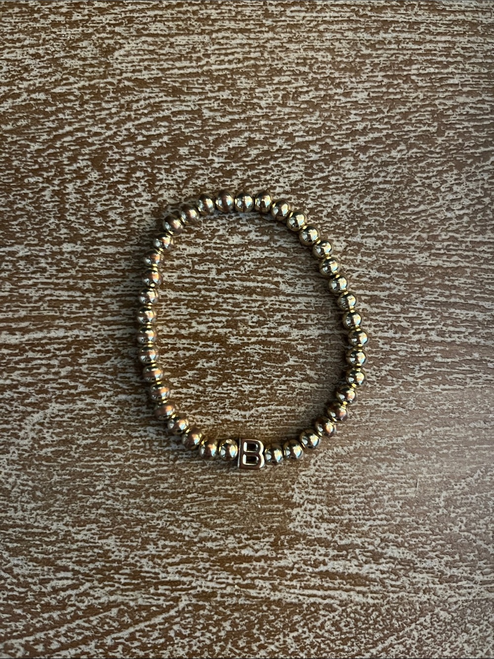 BaubleBar Gold Beaded Bracelet with 'B' Initial Charm